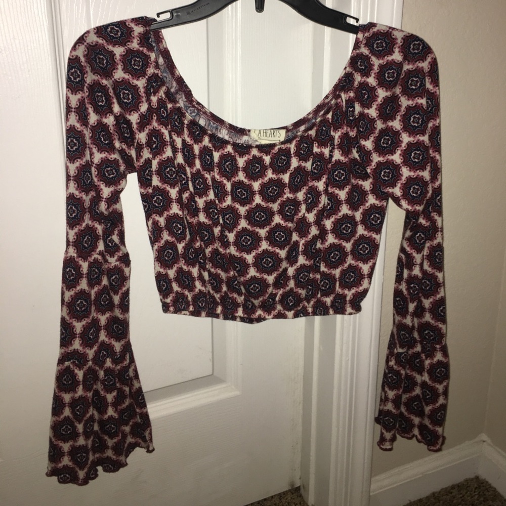 LA hearts long sleeve, bell sleeve shirt
